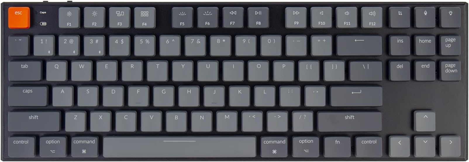 Keychron K1, Tenkeyless Layout 87 Keys Ultra-Slim Bluetooth Wireless/USB Wired Mechanical Gaming Keyboard with Low-Profile Gateron Blue Switch White LED Backlit Compatible with Mac Windows-Version 5