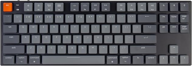 Keychron K1, Tenkeyless Layout 87 Keys Ultra-Slim Bluetooth Wireless/USB Wired Mechanical Keyboard with Low-Profile Gateron Red Switch White LED Backlight Compatible with Mac Windows-Version 5