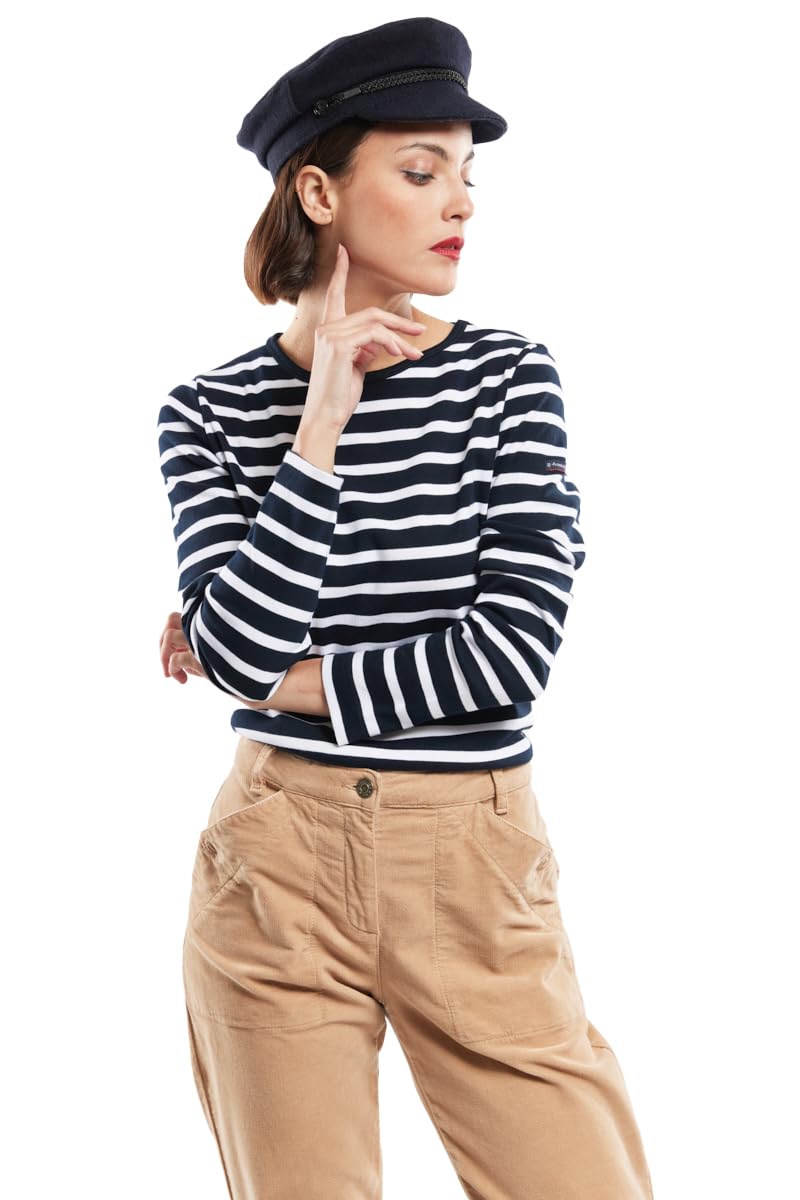 Armor Lux Women's Crozon T-Shirt, Multicolour (Rich Navy/Blanc Bi8), Small (Size: 1)