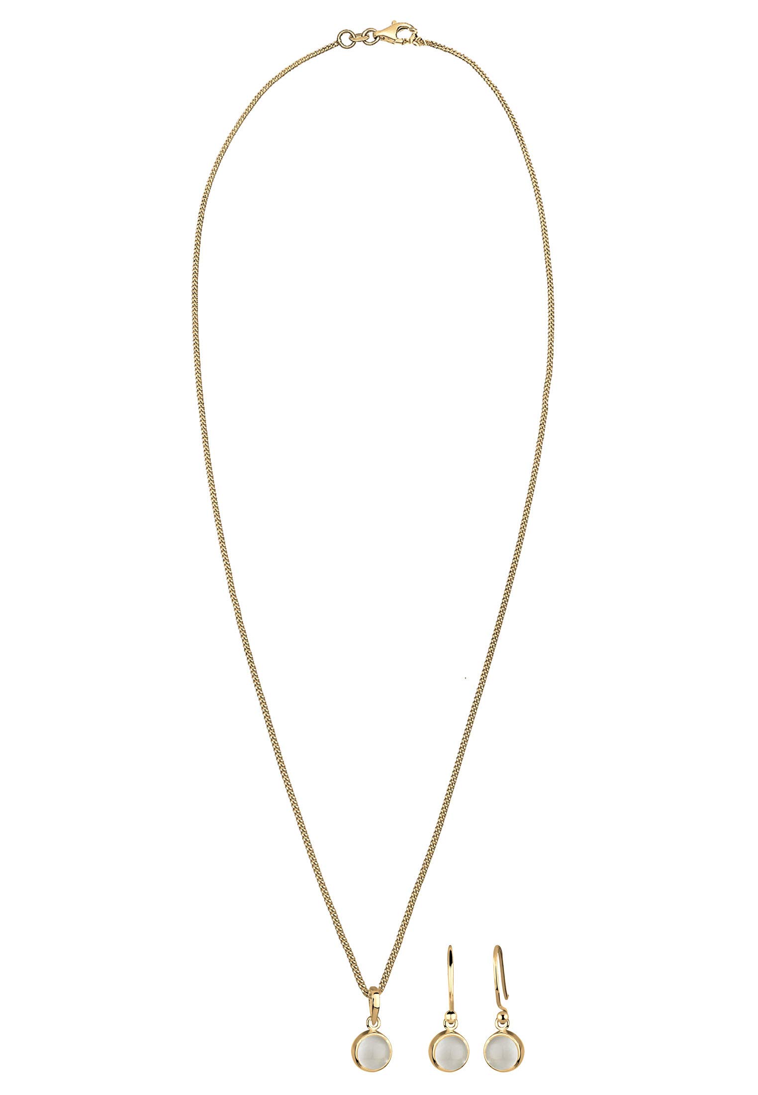 Elli Schmuckset Damen Mondstein Anhänger Elegant Schlicht | 925 Sterling Silber