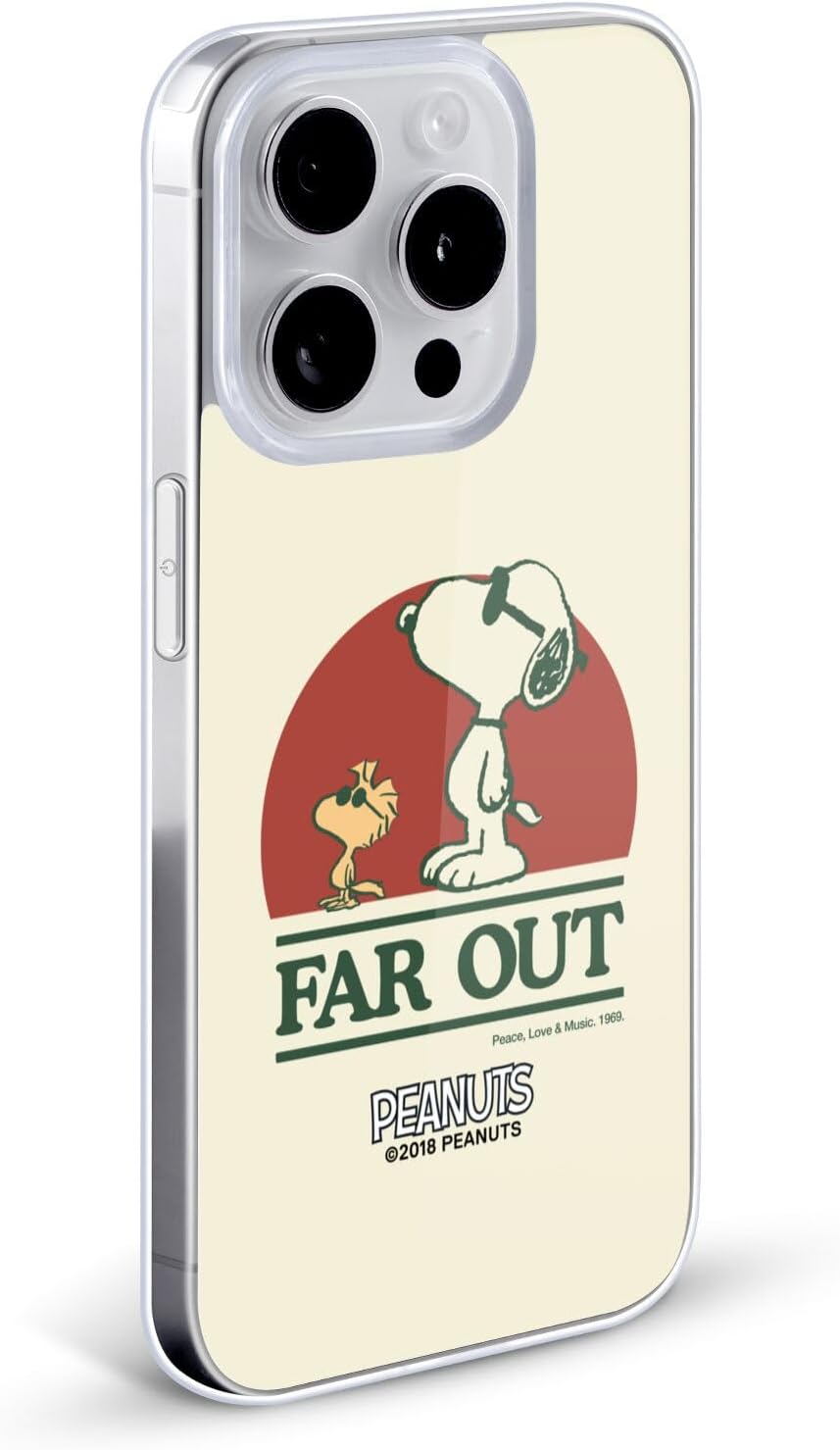 Head Case Designs Officially Licensed Peanuts Snoopy Woodstock Far Out Woodstock 50th Gel Case [Military Grade Protection] Compatible with Apple iPhone 15 and Compatible with MagSafe