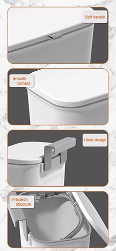 Miniatura 7 de MOFU - Cubo de basura colgante de cocina, contenedor de compostaje de 2.4 galones con tapa para cocina, baño, sala de estar, color blanco