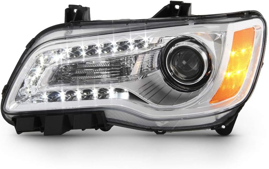 ACANII Left Headlight Assembly for 2011-2014 Chrysler 300 (Chrome Bezel)