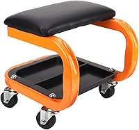 Vista 9 de Taburete de taller rodante resistente, silla mecánica con ruedas, taburete rodante de capacidad de 400 libras para garaje con ruedas, asiento