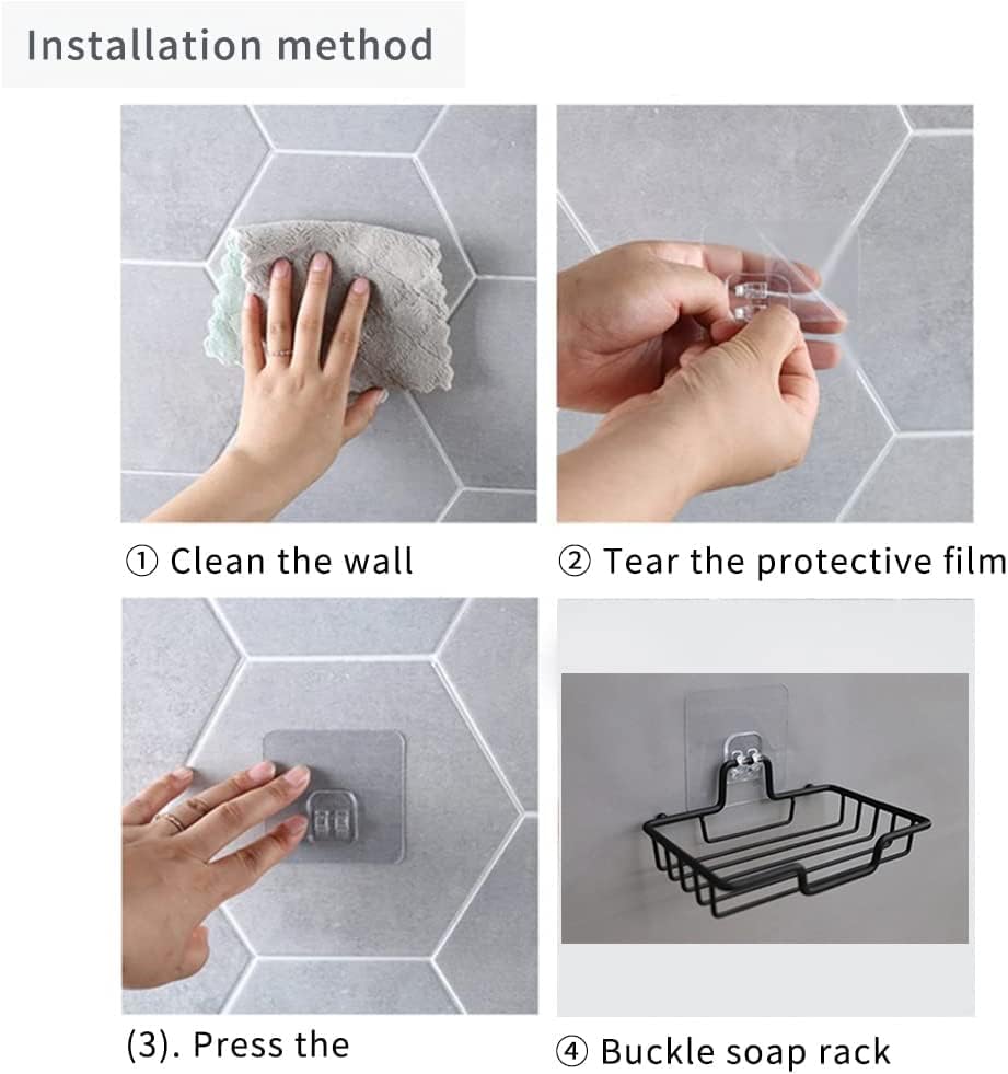 Miniatura 4 de Jabonera de acero inoxidable mejorada 2025 (juego de 2)  Barra adhesiva para jabón sin taladrar para ducha y fregadero, resistente al óxido y de