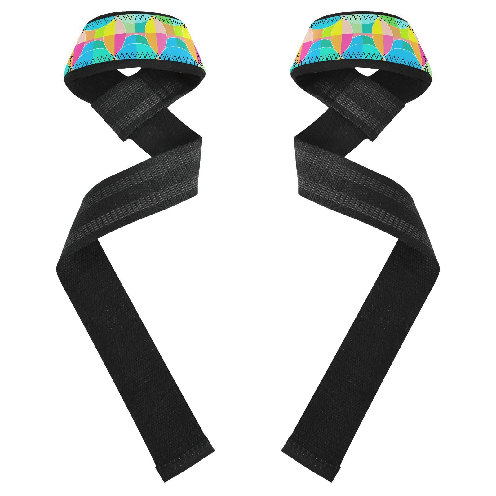 STAYTOP Colorful Overlapping Circles in Blue Wrist Straps for Weightlifting,Lifting Straps with Neoprene Cushioned Wrist Padded and Anti-Skid Silicone for Strength Training,Bodybuilding,Deadlifting