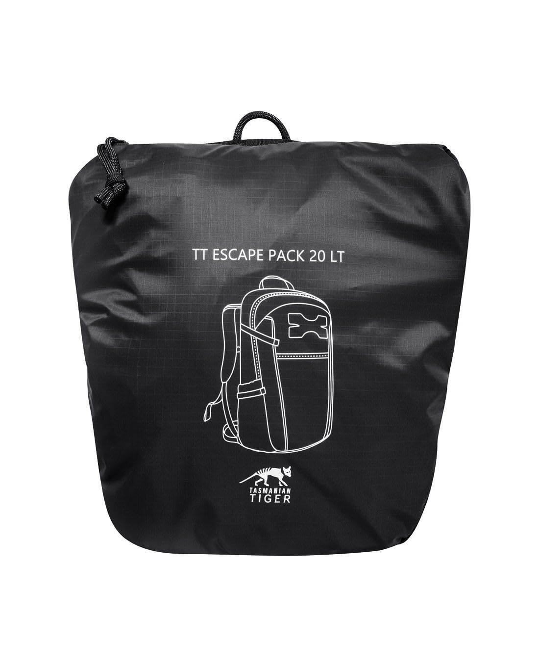 Tasmanian Tiger TT Escape Pack 20 LT bardzo lekki taktyczny plecak taktyczny, plecak taktyczny, do aktywności na świeżym powietrzu, wędrówek, trekkingu, pojemność 20 litrów, czarny