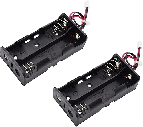 Adeept Soporte de batería de 2 ranuras con cable y conector JST de 0.100 in y enchufe para batería 18650 de 4 celdas, baterías conectadas en serie