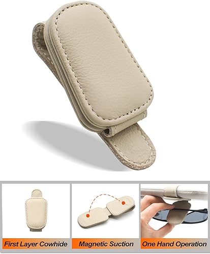 Miniatura 5 de EYANBIS Soporte para gafas de sol para automóvil gancho magnético de cuero para gafas de sol para visera de automóvil organizador de vidrio de sol