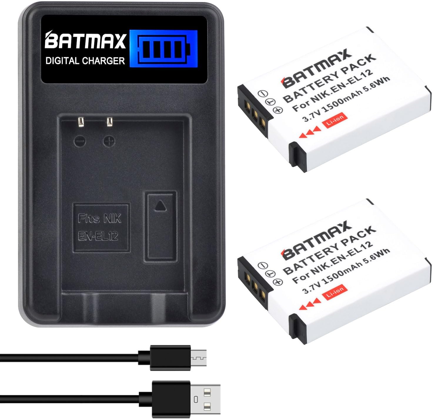 Lot De 2 Batteries EN-EL12 + Chargeur LCD USB Pour Nikon Coolpix - Puissance Et Fiabilité