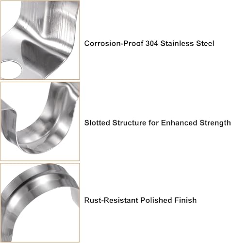 Miniatura 4 de HARFINGTON 10 abrazaderas de conducto de 1 34 pulgadas y 1.772 in, abrazadera de tubo M45 U, correa de tubo rígida de acero inoxidable, soporte en