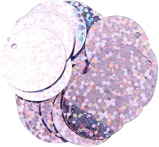 20 Piezas de Lentejuelas Grandes de PVC Brillantes y Sueltas, Lentejuelas Redondas de 40 mm con Orificio para Hacer Joyas, Manualidades, Accesorios de Costura, Lila láser