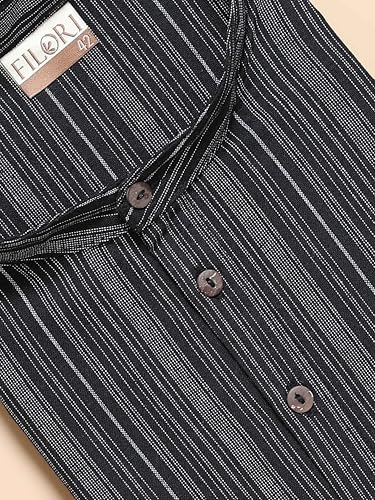 Image of Filori Lurex Checks Design Short Kurta | Pure Cotton | Half Sleeves | Mandarin Collar