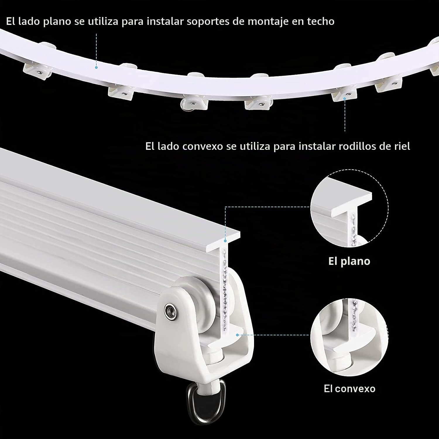 Xnuoyo Riel Flexible para Cortina de Techo, 5 Metros Curvo, Sistema de Pista para Ventanas Suaves y Separador de Ambientes