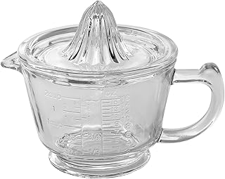 1500℃ TABLETOP 透明ガラス レモン絞り器 手動シトラスジューサー ハンドル付き 液体計量カップ 手動ジューサー オンス レモン ライムジューサー