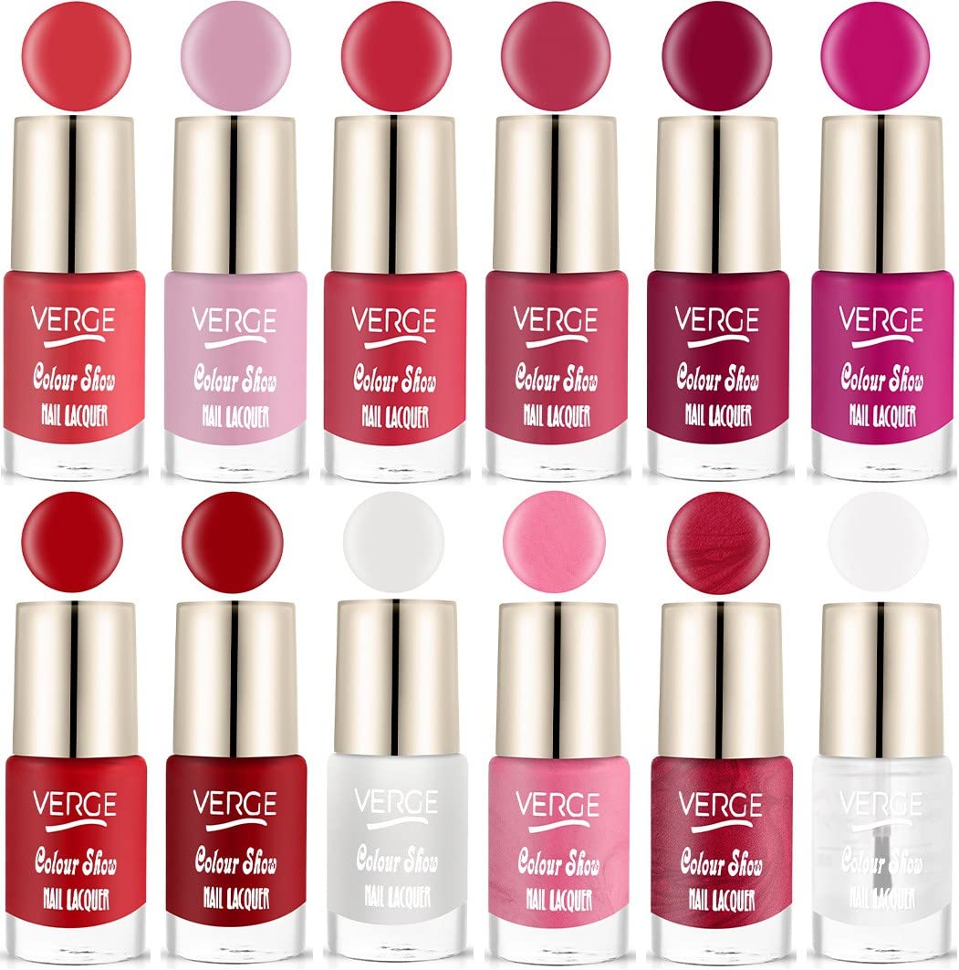 VERGE COLOUR SHOW LONG WEAR NAIL POLISH (PARABEN FREE & NON TOXIC) CHIP RESISTANT & QUICK DRY (MODERN COLOR RANGE COMBO) (CS12_58)