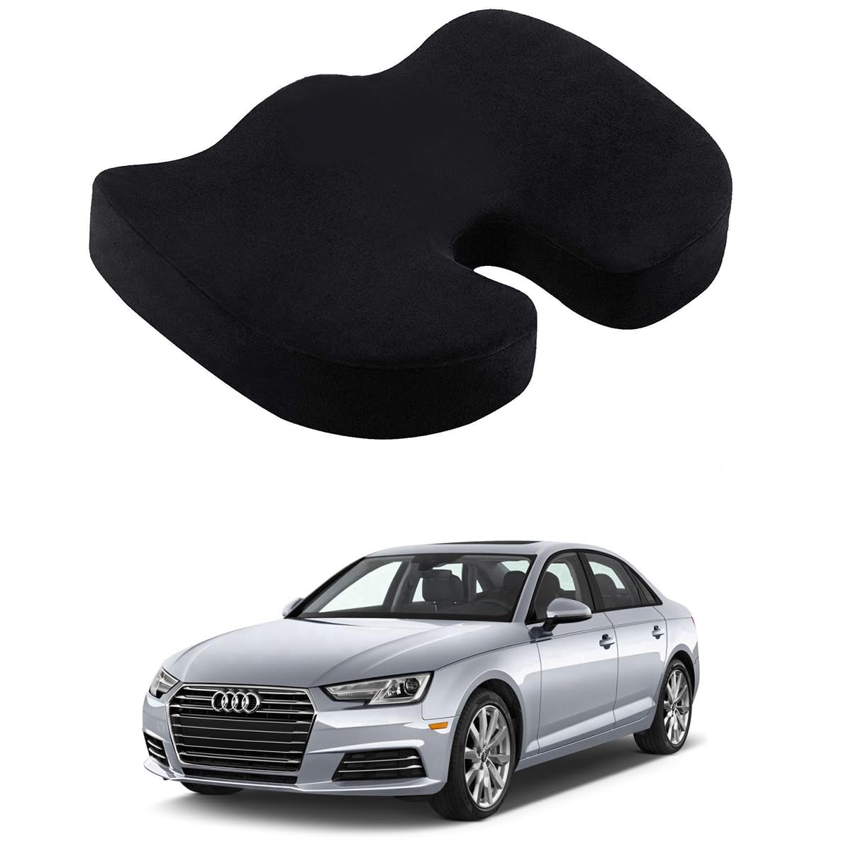 Oshotto Orthopedic Memory Foam Coccyx Seat Cushion for Tailbone, Sciatica Pain Relief Hip Support for Office, Cars, Chair Compatible with Audi A4 (2017-2022)