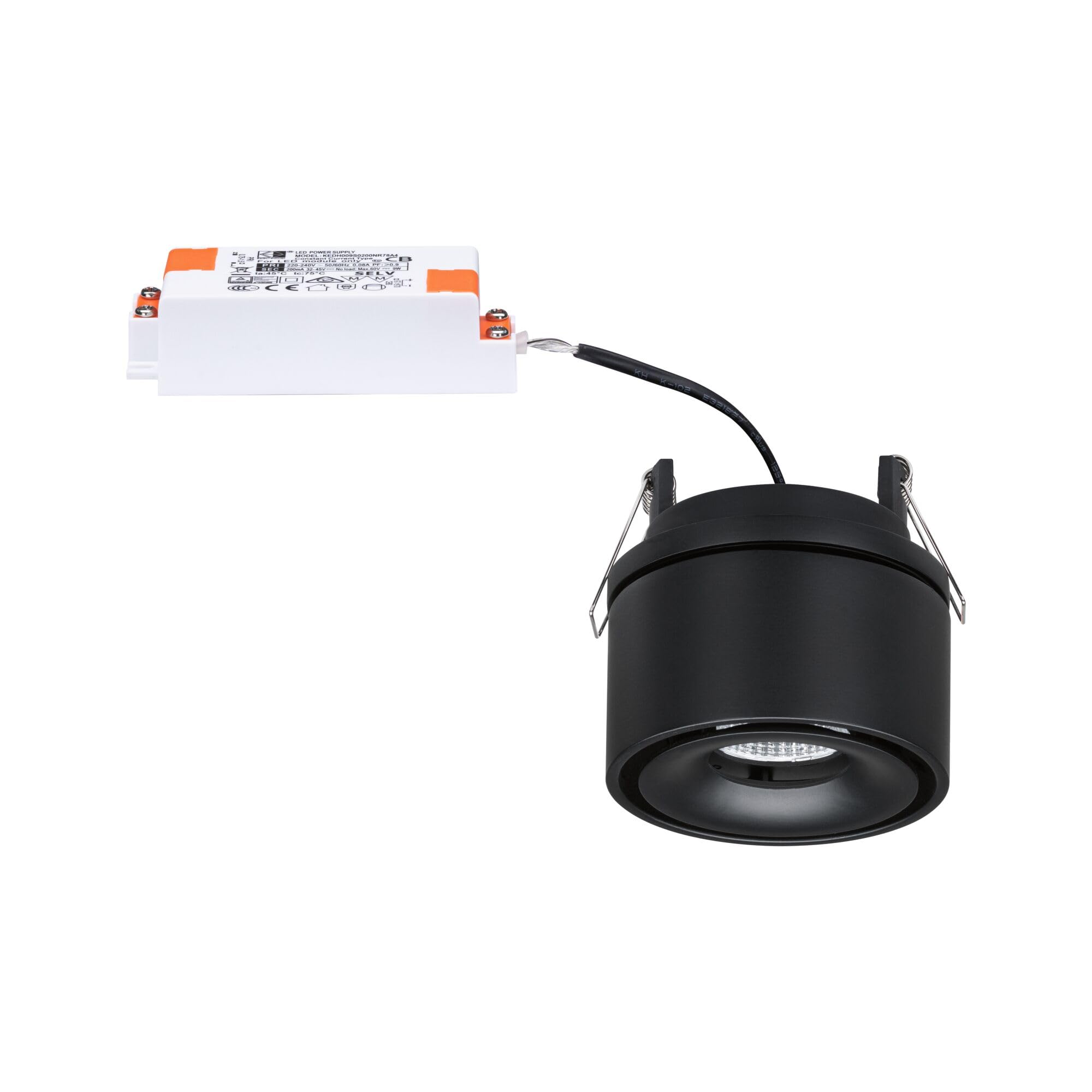 Paulmann 93370 Spot encastré LED Spircle 78 mm avec 1 ampoule de 8,0 W blanc chaud noir mat aluminium Système d'éclairage 3000 K