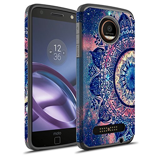 Moto Z2 Force Case, Moto Z Force (2nd Gen.) Case, Rosebono Hybrid Dual Layer Shockproof Hard Cover Graphic Fashion Cute Colorful Silicone Skin Case for Moto Z2 Force - Mandala