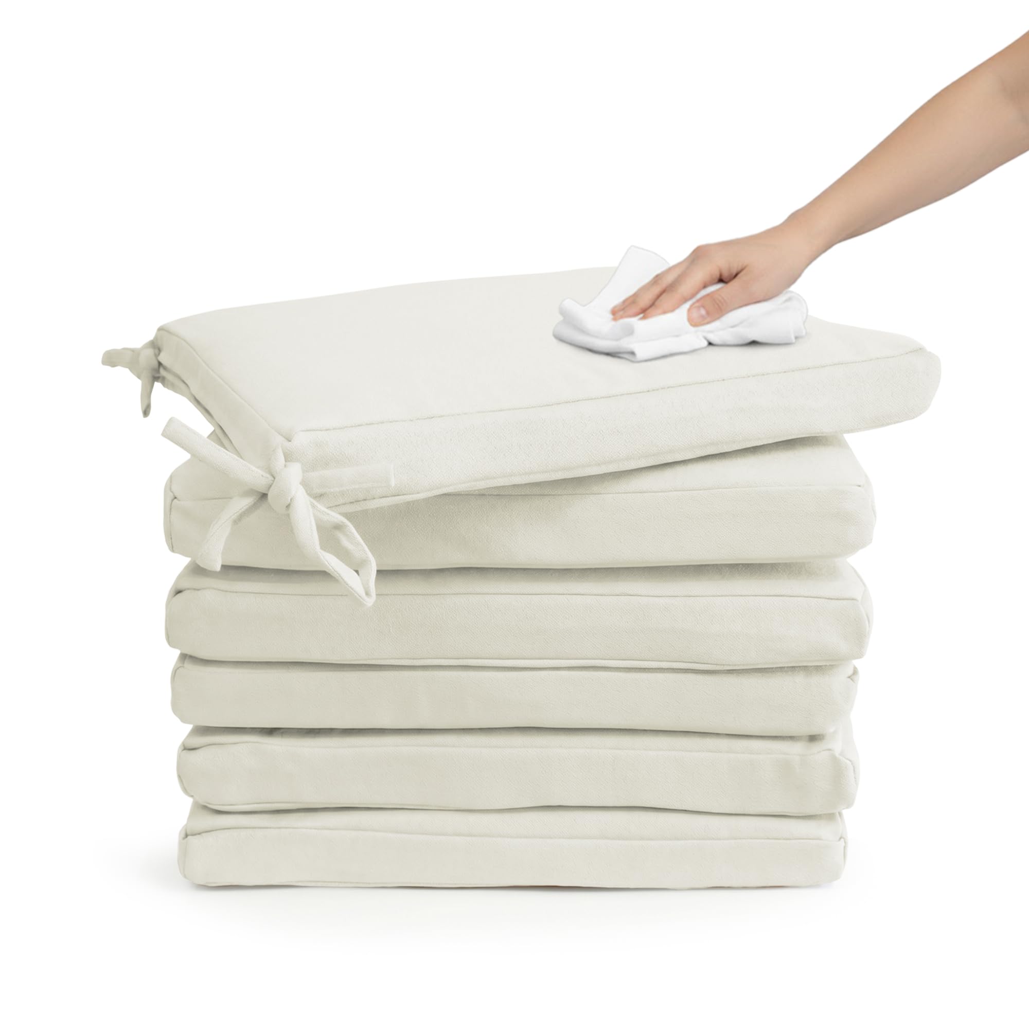Lot de 6 coussins pour chaise 45 x 45 x 5 cm | Imperméable et facile à nettoyer | Avec sangles de fixation | Housse avec fermeture éclair amovible | Utilisation intérieure et extérieure | Idéal pour