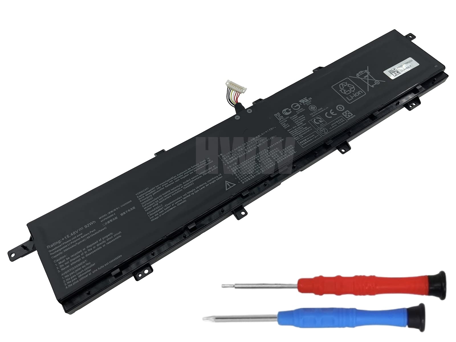 HWW New 15.48V 92Wh C42N2008 Replacement Battery Compatible with Asus ZenBook Pro Duo 15 OLED UX582LR UX582LR-BP1979R UX582LR-H0701TS UX582LR-H2002R 4ICP6/50/69-2 0B200-03840000 Series