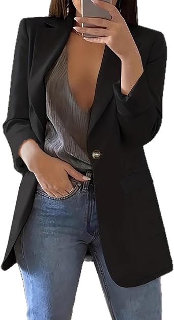 Womens Casual Blazers Business Office Blazer Jackets Open Front Long Sleeve Cardigan Coat Long Dressy Suit Jacket