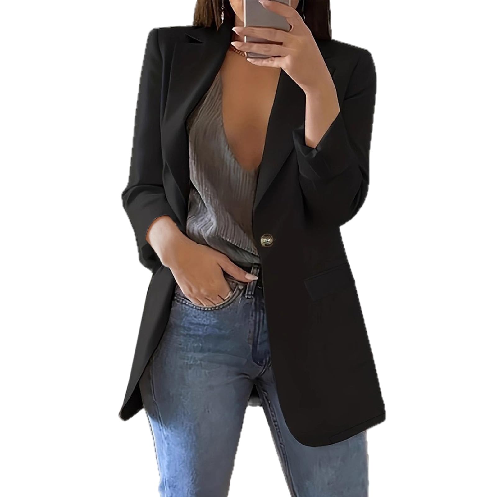 Womens Casual Blazers Business Office Blazer Jackets Open Front Long Sleeve Cardigan Coat Long Dressy Suit Jacket