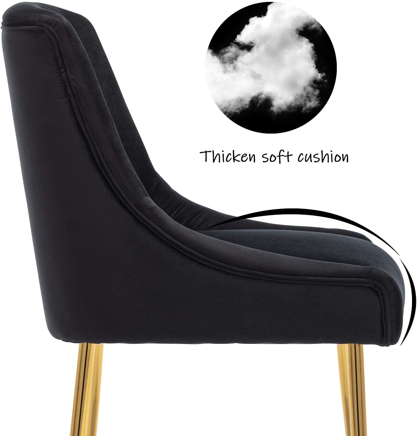 ZHENGHAO Black Dining Chairs Set of 4, Upholstered Dining Room Chairs with Gold Legs Mid Century Modern Velvet Chair Accent Side Chairs for Living Room/Kitchen/Patio/Coffee