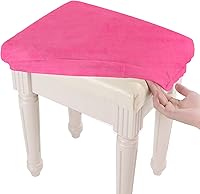 SINOSSO Hot Pink Soft Velvet Vanity Bench Cover XS - Stretchable Washable Slipcover for 15-19.5" Rectangle Stools
