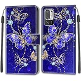 for Xiaomi Redmi Note 10 5G / Redmi Note 10T Case, PU Leather Wallet Book Flip Folio Stand View Cover Pouch Compatible with Redmi Note 10 5G Phone Case (Butterfly)
