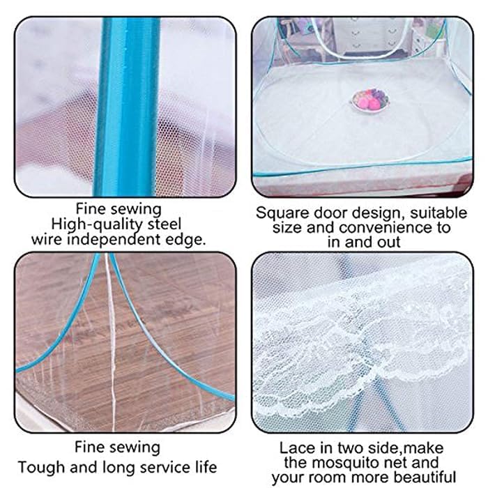 Image of Mosquito Net for King Size Double Bed | Double Door Zipper | Ultra Fine High-Density Mesh | Strong Spring Steel Frame | Breathable, Washable 78 x 72 Inch| (Double Bed)