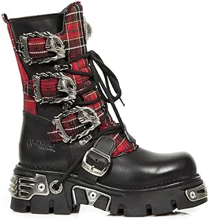 New Rock Womens Boots 391T-S1 Tartan Metallic Leather Platform Goth Boot