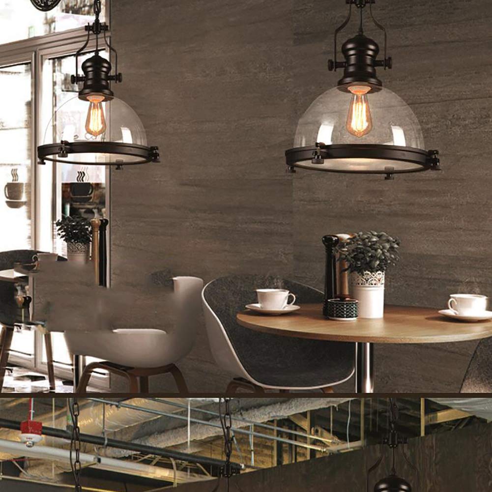 Lámpara De Cristal De Estilo Industrial Retro,Simple Individual-lámpara De Araña Con Cabeza,Luces Del Restaurante,Lámparas,Luces Del Restaurante,Luces De Bar,Luces De Cafetería,Luc-Negro. 30 * 37cm