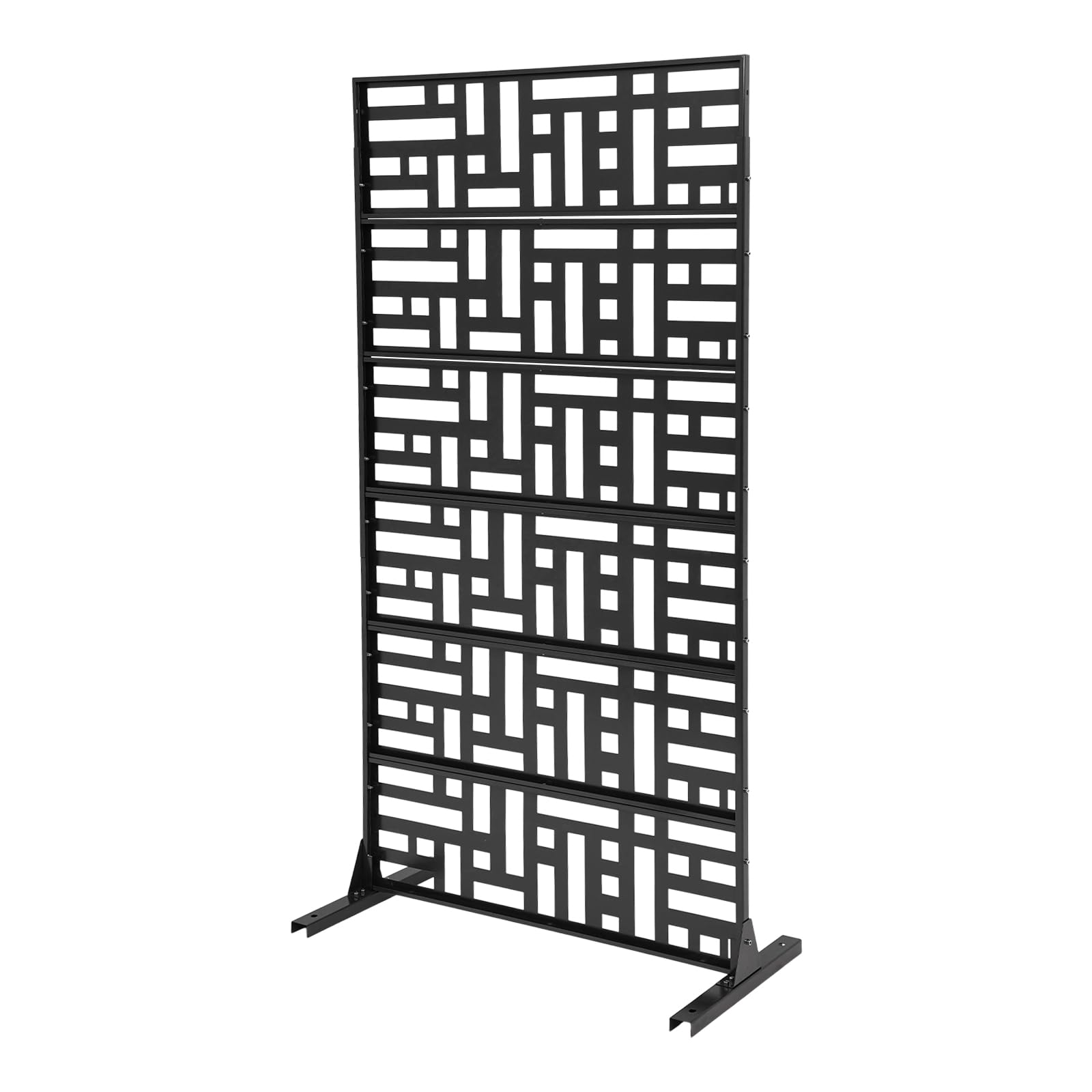 Brise-vue en métal pour extérieur, autonome, 6 panneaux, noir, jardin