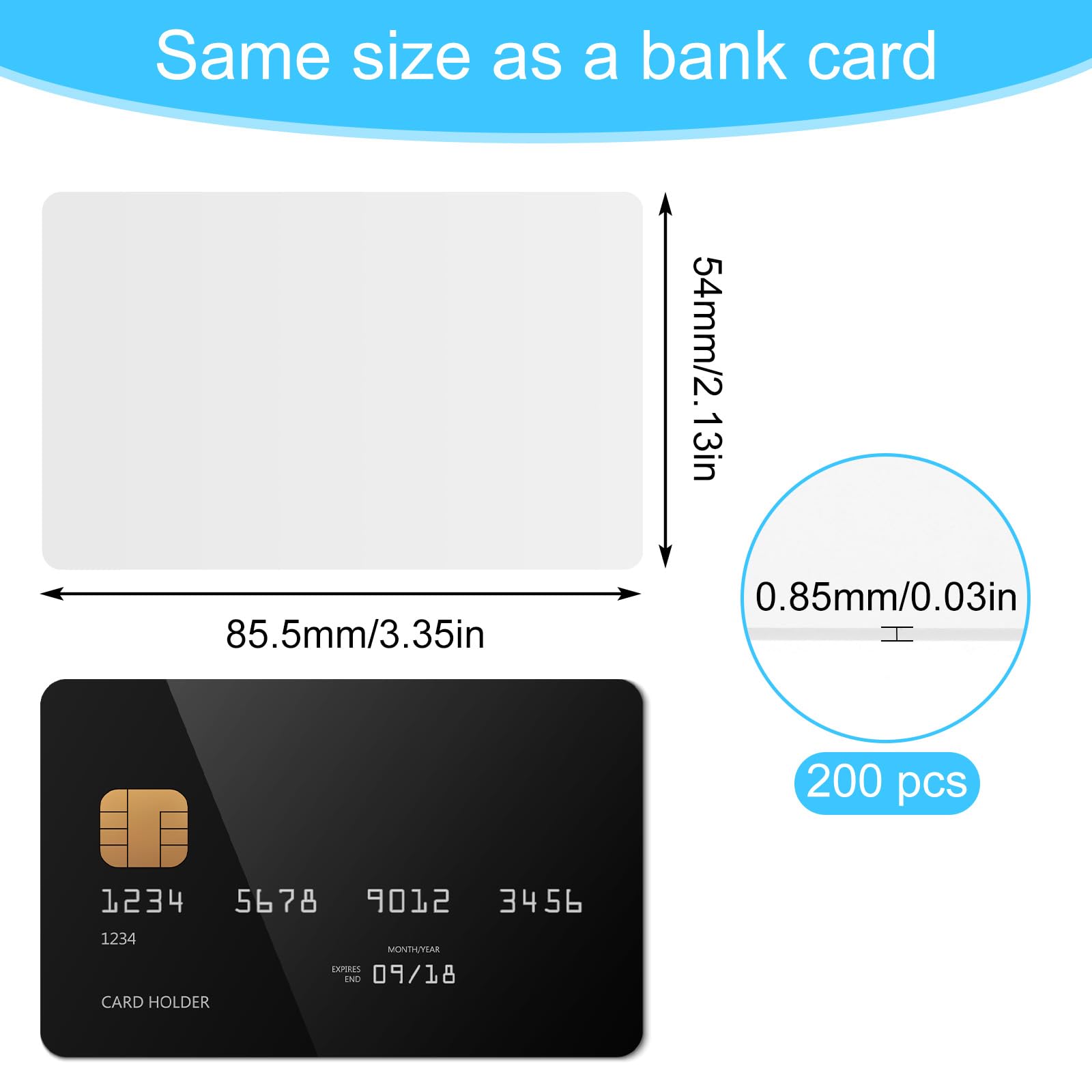 NFC-Karten NTAG215, blanko, programmierbar, PVC, 504 Byte, Speicher, Weiß, 200 Stück