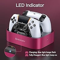 Vista 4 de NEWDERY for PS5 Controller Charger Station Compatible with Dualsense Edge, Fast Charging Dock Stand with Cable, Dual Charging Station for