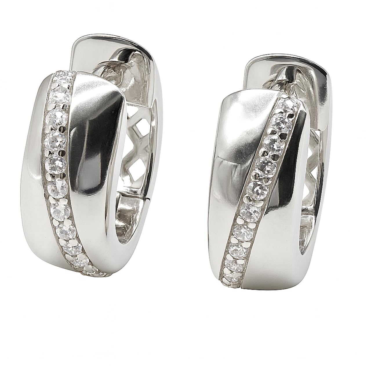Boucles d'oreilles créoles argent 925 rhodié anti-ternissement charnière