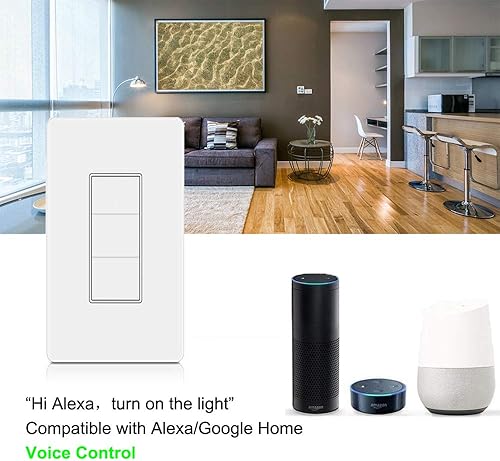 Miniatura 5 de Interruptor de luz inteligente, triple interruptor WiFi botón de interruptor inteligente, compatible con Alexa y Google Home, control remoto con