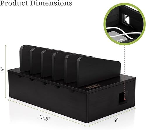 Miniatura 10 de Prosumer's Choice Estación de carga multidispositivo de madera, organizador de escritorio con soporte para múltiples teléfonos, elegantes accesorios