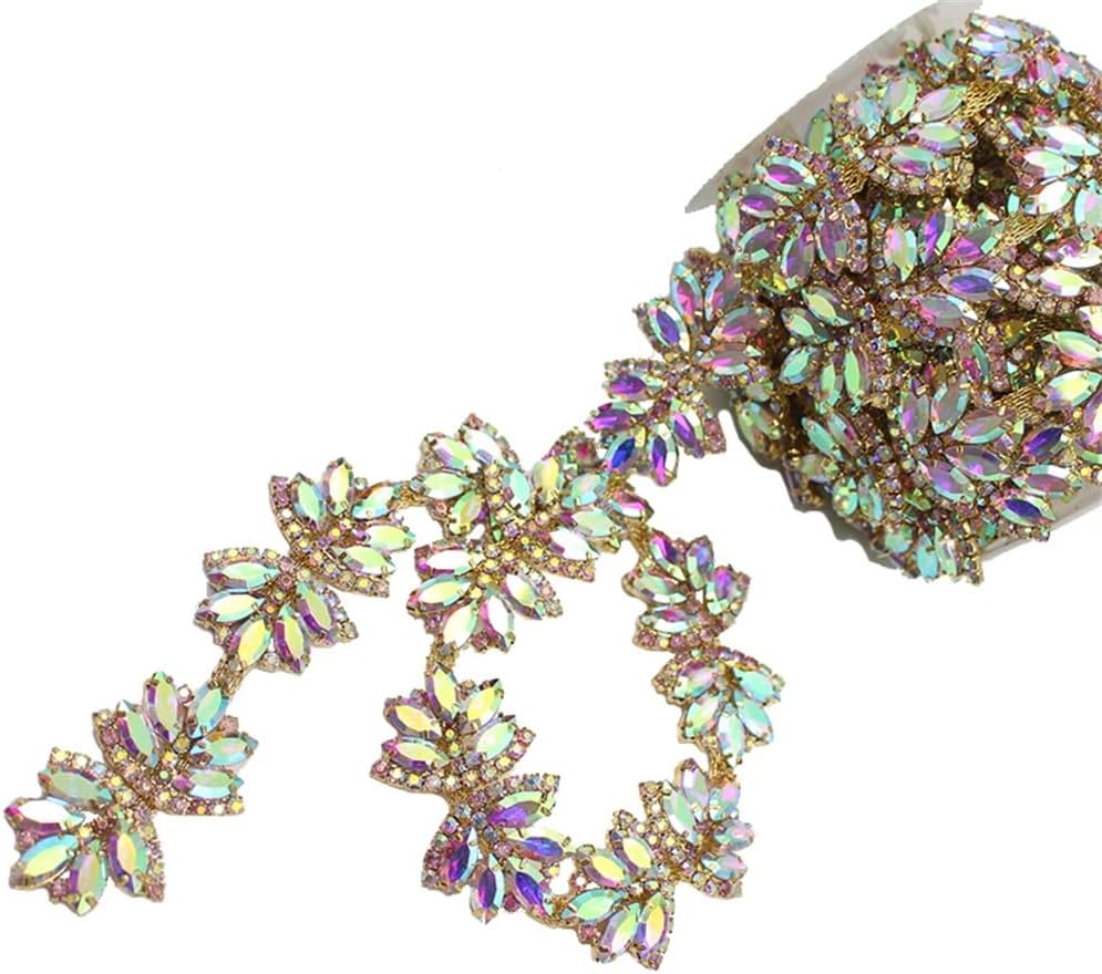 1 Yard Butterfly Flower Glass Gold Silver Rhinestone Trim