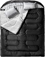 MEREZA XL Queen Double Sleeping Bag for 2 Adults with Pillows - Versatile 2 Person All-Season Camping Bag for Cold Weather Hiking