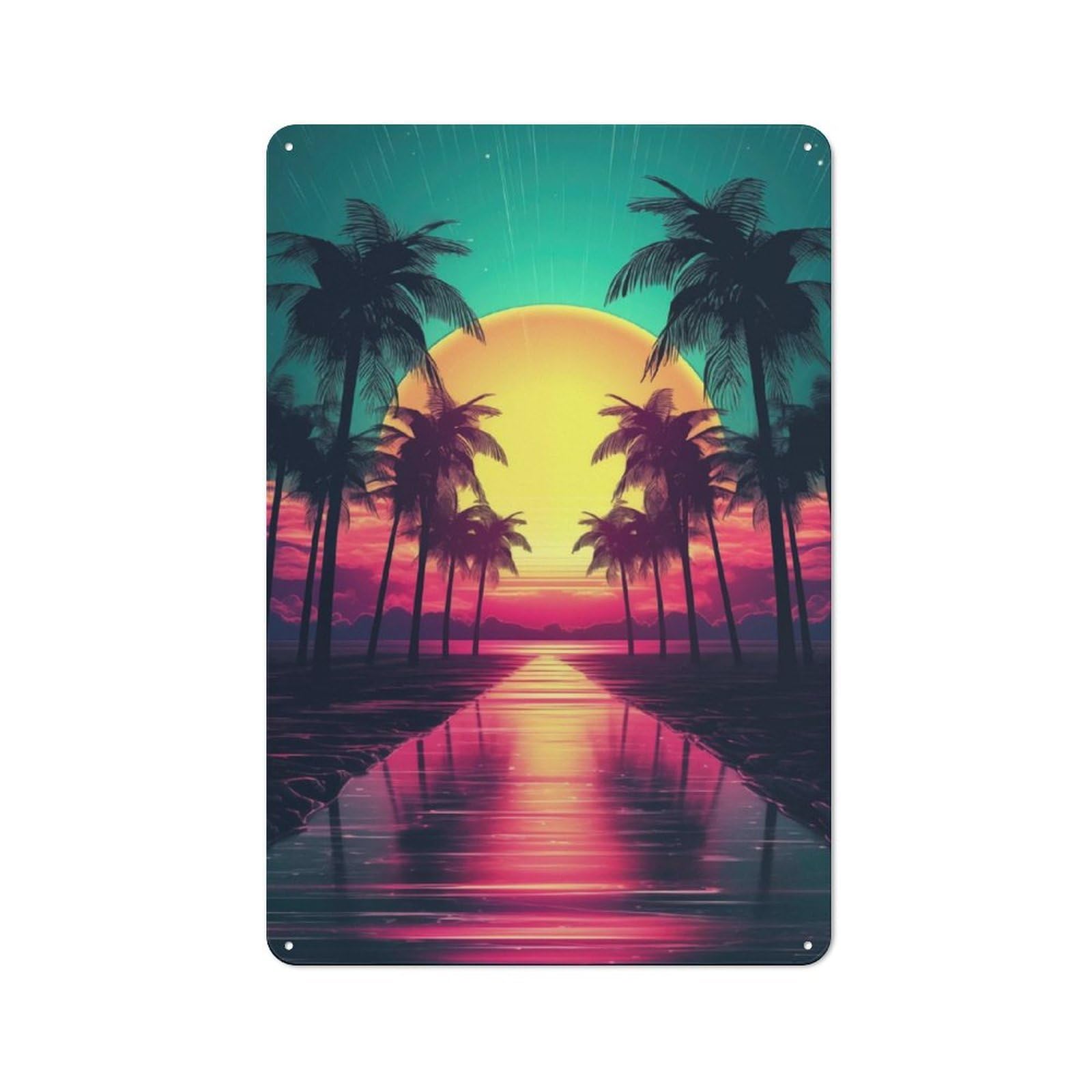 Junmoney Futuristic Synth Dream Tin Wall Plaque 30X20cm With For Pub Or Café, Suited To Pub Decor Enthusiasts, For Retro Home Interiors