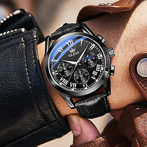 Image of OLEVS Mens Watches Stylish Chronograph Waterproof Luminous Silicon Strap Multifunction Watches for Men Business Men Wrist Watch