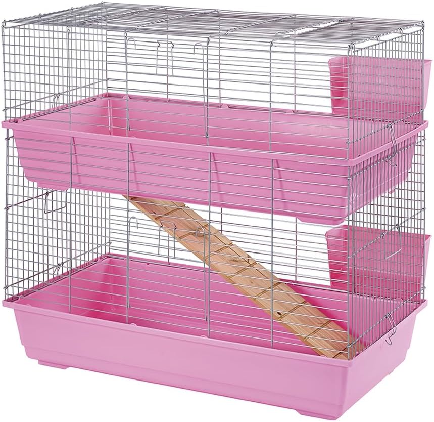 Little Friends Double Tier Rabbit Cage, 100 cm, Pink