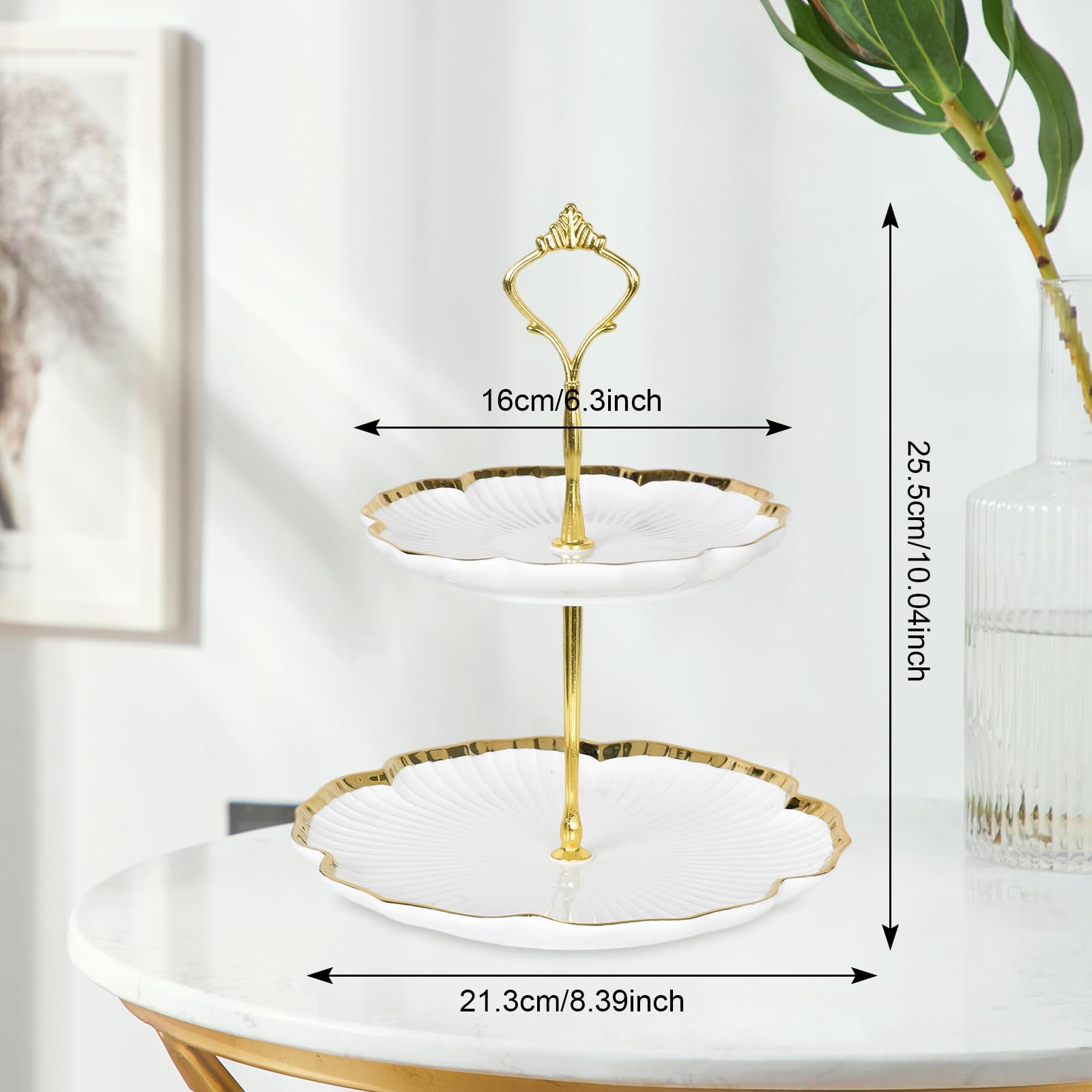 Alzate per Dolci e Frutta Doppio Strato Patisserie Alzatina, Alzata per Torte da Ceramica, Cupcake Stand Supporto per Cupcake, Espositore per Dolci per Nuziali Compleanno Partito Buffet Feste