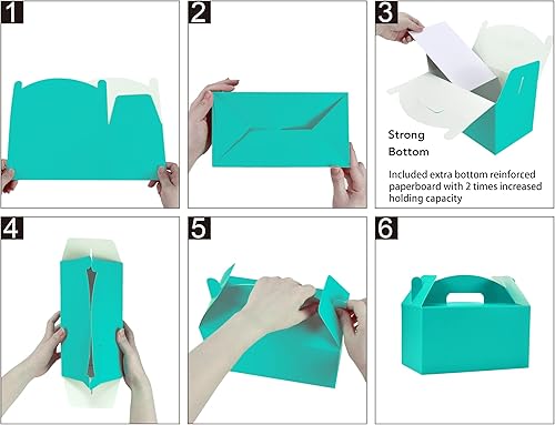 Miniatura 7 de HUAPRINT Paquete de 30 cajas de regalo color turquesa, 9.45 x 5 x 5 pulgadas, caja de regalo para fiesta, cumpleaños, baby shower, boda, Navidad