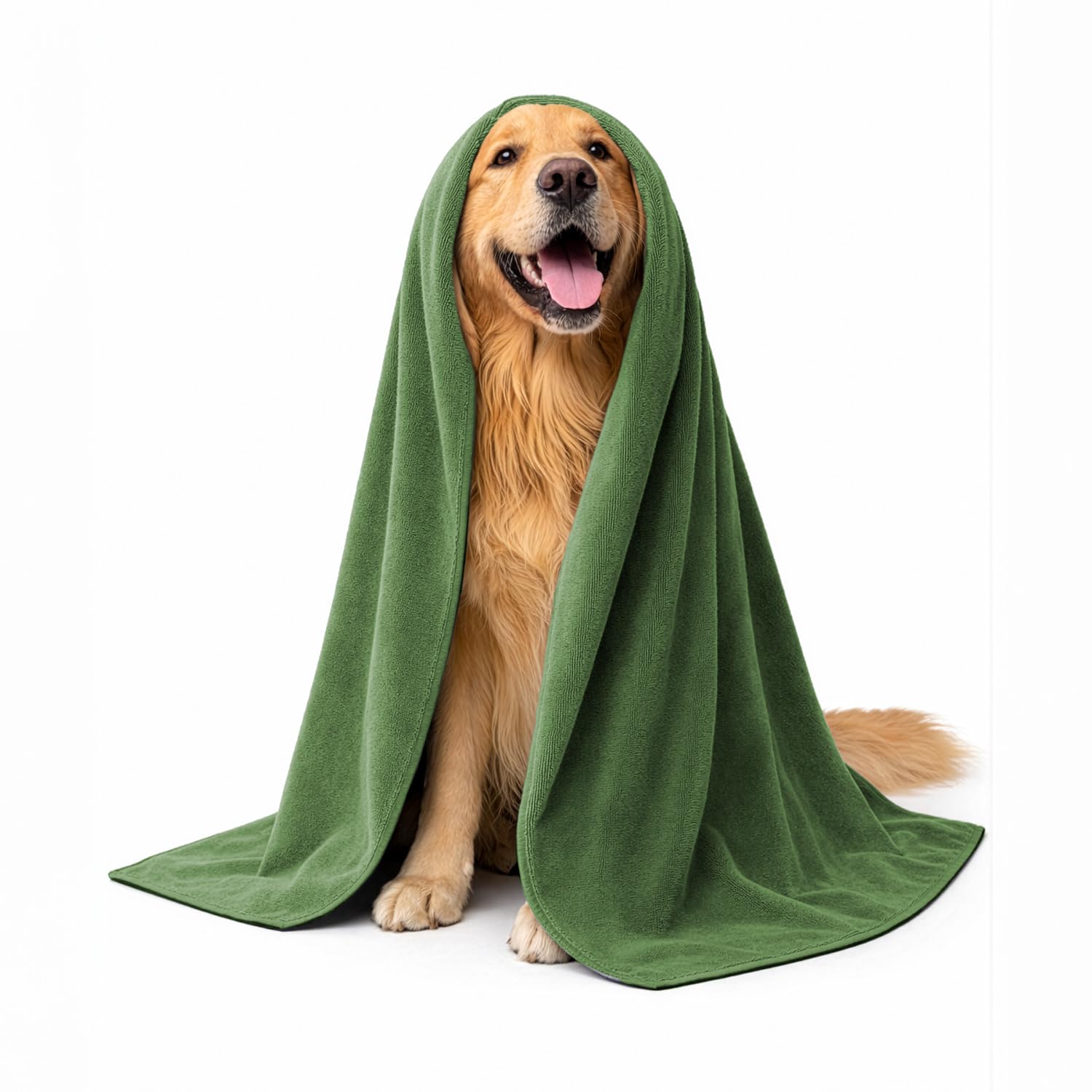 Sassoon Large Pet Towels | Ultra Soft & Microfiber | Quick Drying | Machine Washable | Colour - Green (Pack of 1)-image-19