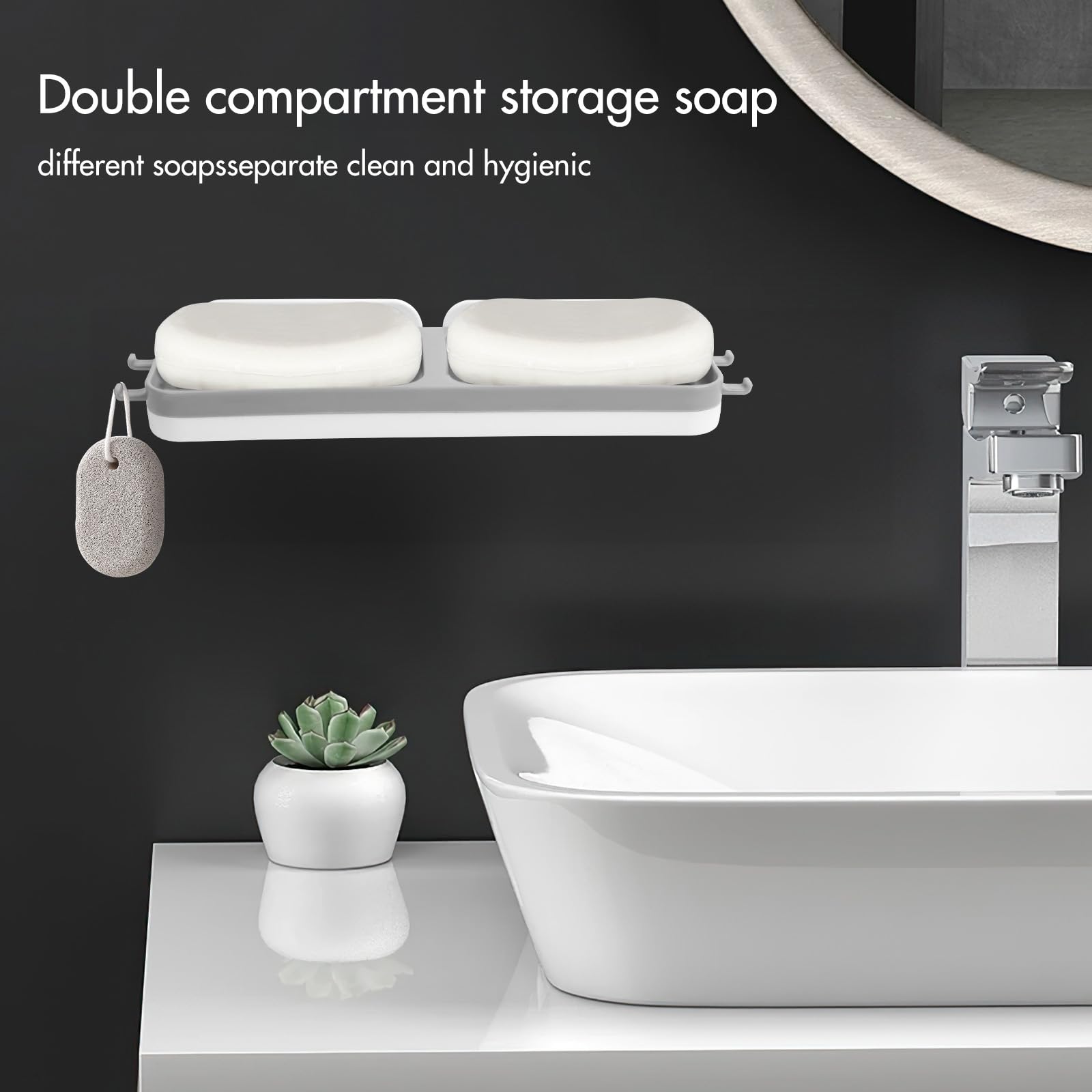 Lot 4 Porte-Savon Mural Autocollant – Sans Percer – 2 Noir + 2 Blanc – Support Savon Douche Cuisine Salle De Bain