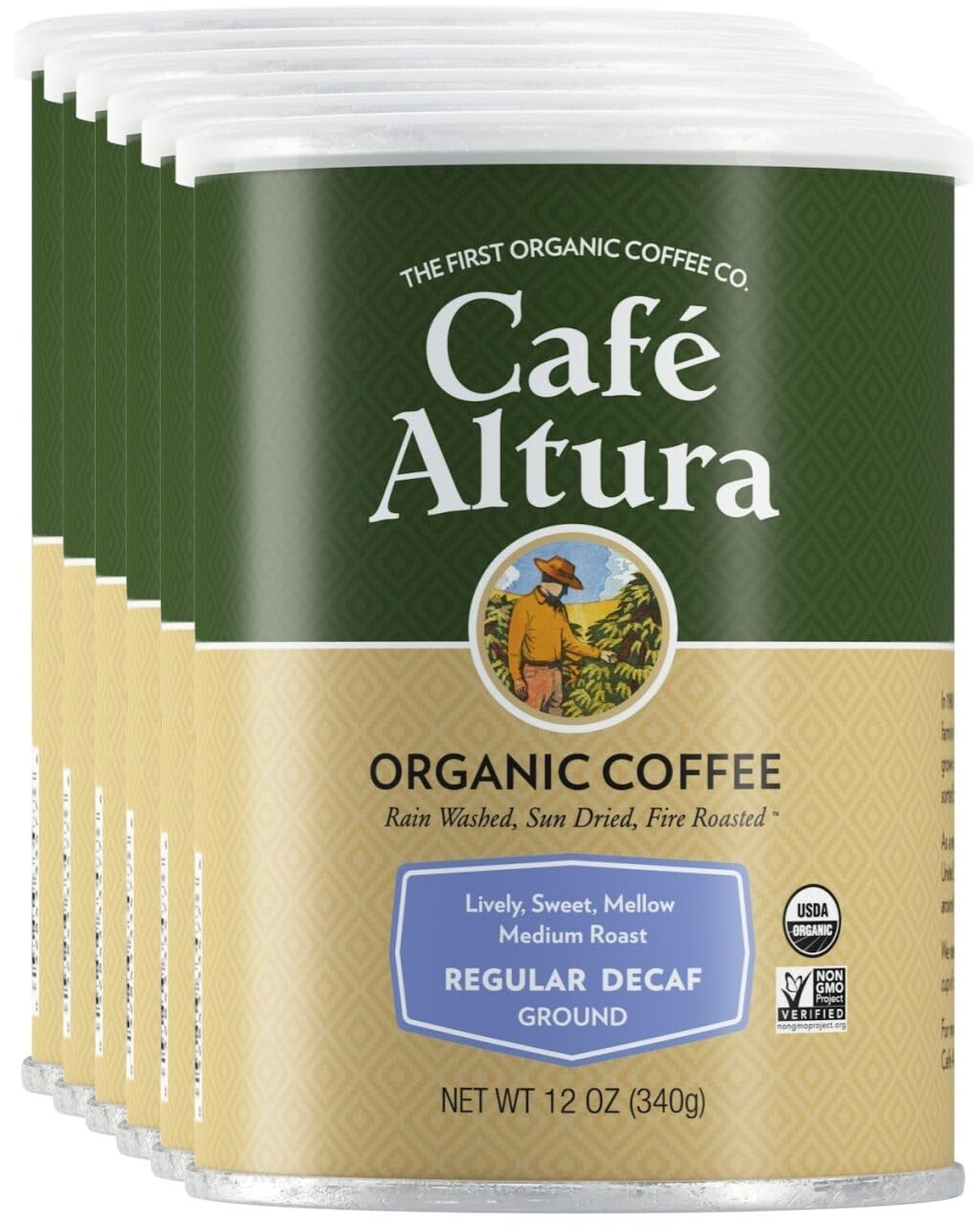 Cafe Altura Ground Organic Coffee, Regular Roast, 12 oz Can (Pack of 6)