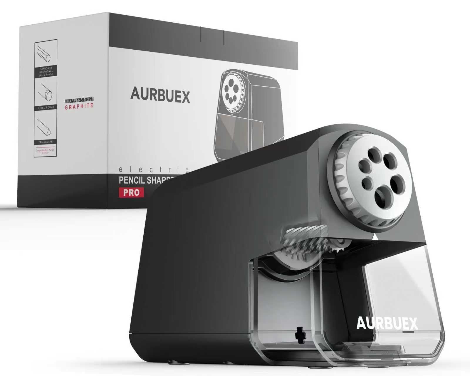 Elektrischer Spitzer mit hoher Festigkeit, 6 Löcher für Stifte von 6 bis 12 mm, automatischer Start/Stopp, schnelles Schärfen 4S, Klinge aus Zinklegierung, mehr als 10.000 Spitzen, ideal für